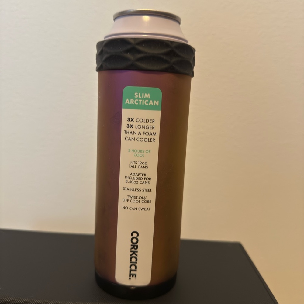Corkcicle Slim Arctican Can Cooler - Metallic Pink and Yellow